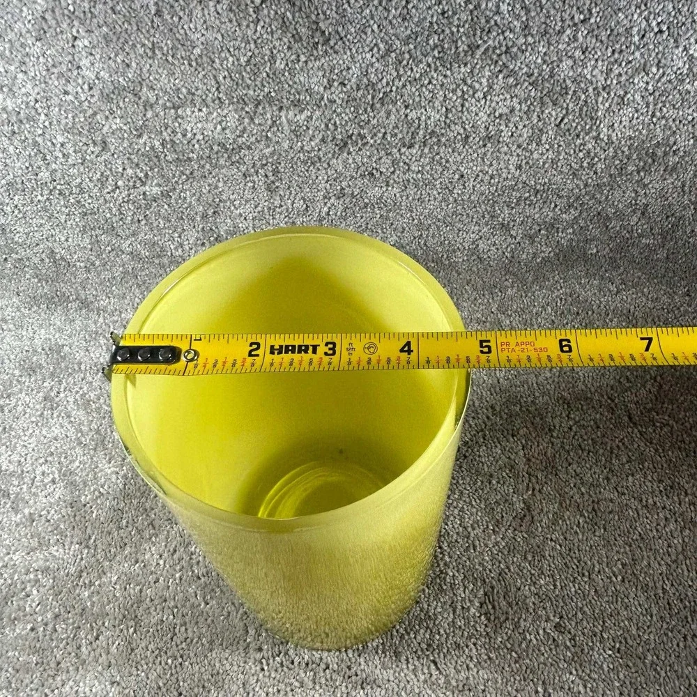 Cylinder Vase Chartreuse Frosted Satin Glass Modern Home Decor 8.5in